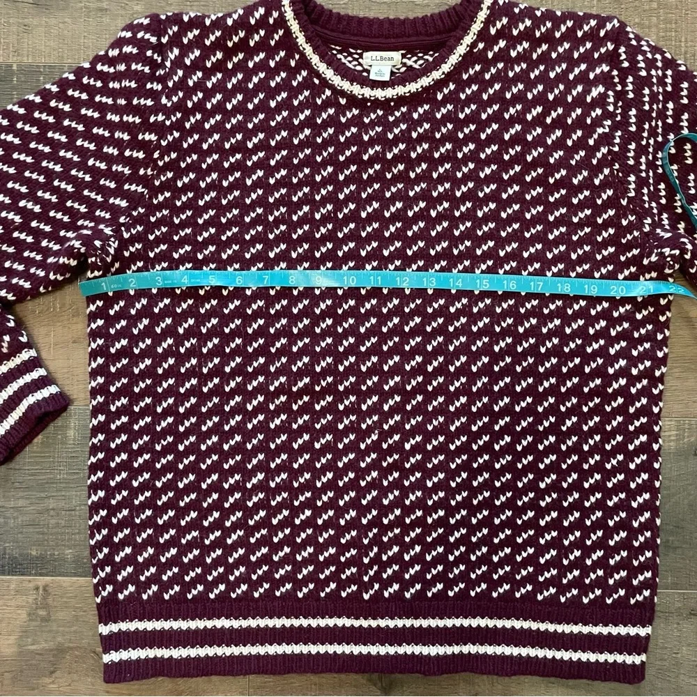 LL Bean Women's Bean's Classic Ragg Wool Sweater Crewneck Bird's-Eye L - Picture 4 of 9